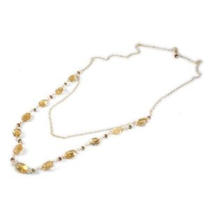 Yellow citrine layered gold necklace & earrings